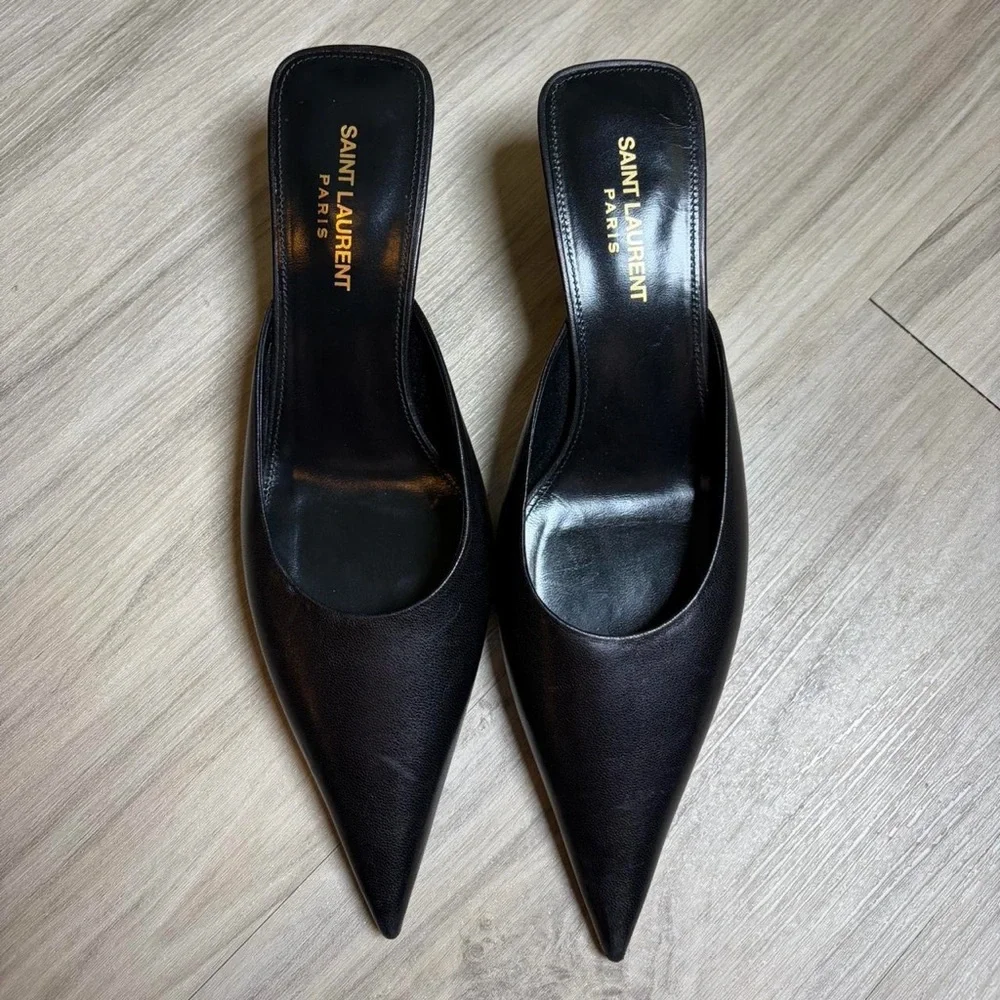 Saint Laurent Black Pointed Heels - Picture 2 of 8